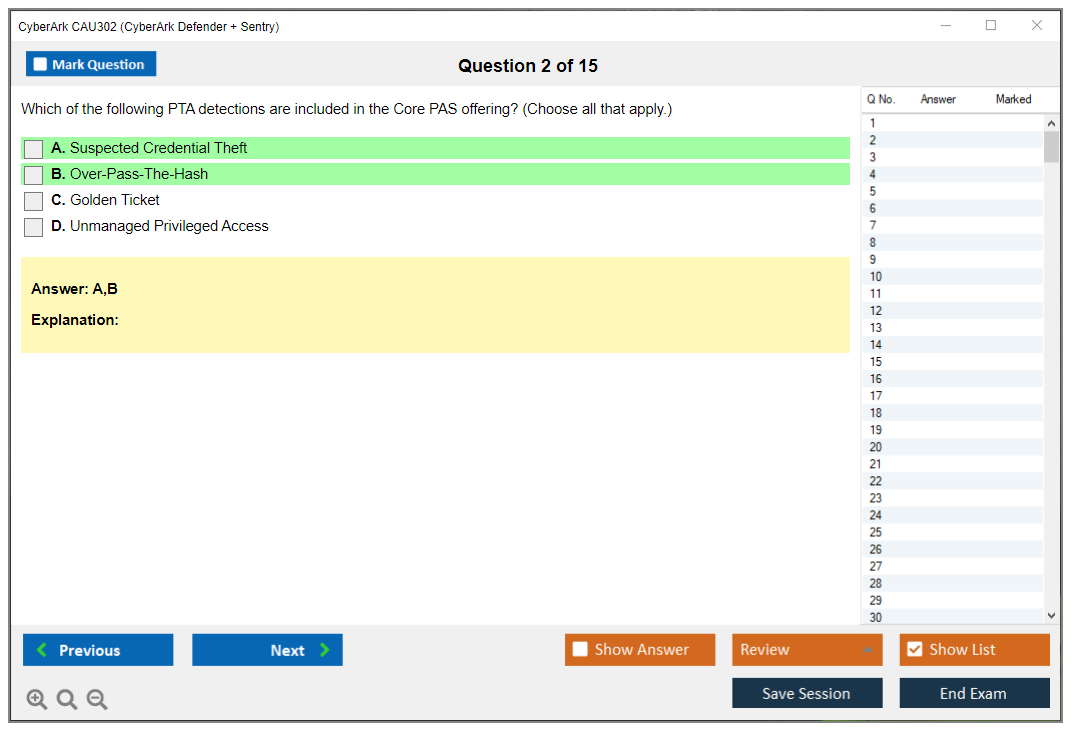 CyberArk CAU302 CyberArk Defender + Sentry Practice test exam simulator test engine exam dumps questions answers Image 2