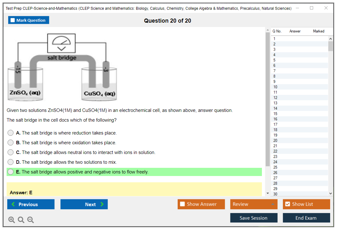 Test Prep CLEP-Science-and-Mathematics CLEP Science and Mathematics: Biology, Calculus, Chemistry, College Algebra & Mathematics, Precalculus, Natural Sciences Practice test exam simulator test engine exam Prep practice test questions answers Image 20