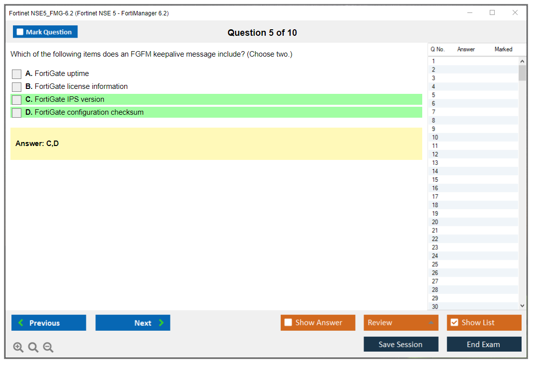 Fortinet NSE5_FMG-6.2 Fortinet NSE 5 - FortiManager 6.2 Practice test exam simulator test engine exam dumps questions answers Image 5
