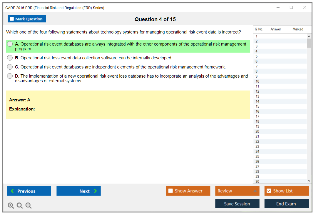 GARP 2016-FRR Financial Risk and Regulation (FRR) Series Practice test exam simulator test engine exam dumps questions answers Image 4