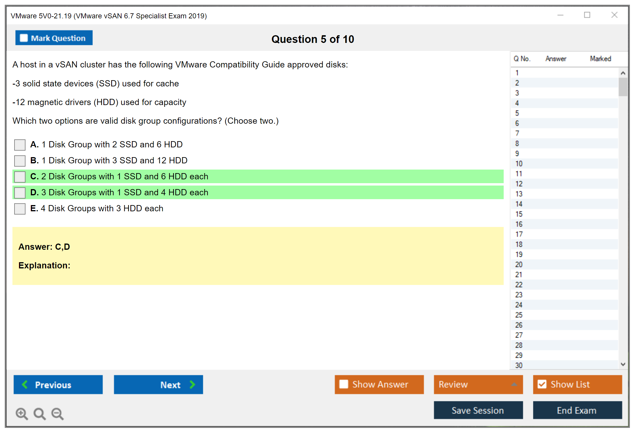 VMware 5V0-21.19 VMware vSAN 6.7 Specialist Exam 2019 Practice test exam simulator test engine exam dumps questions answers Image 5