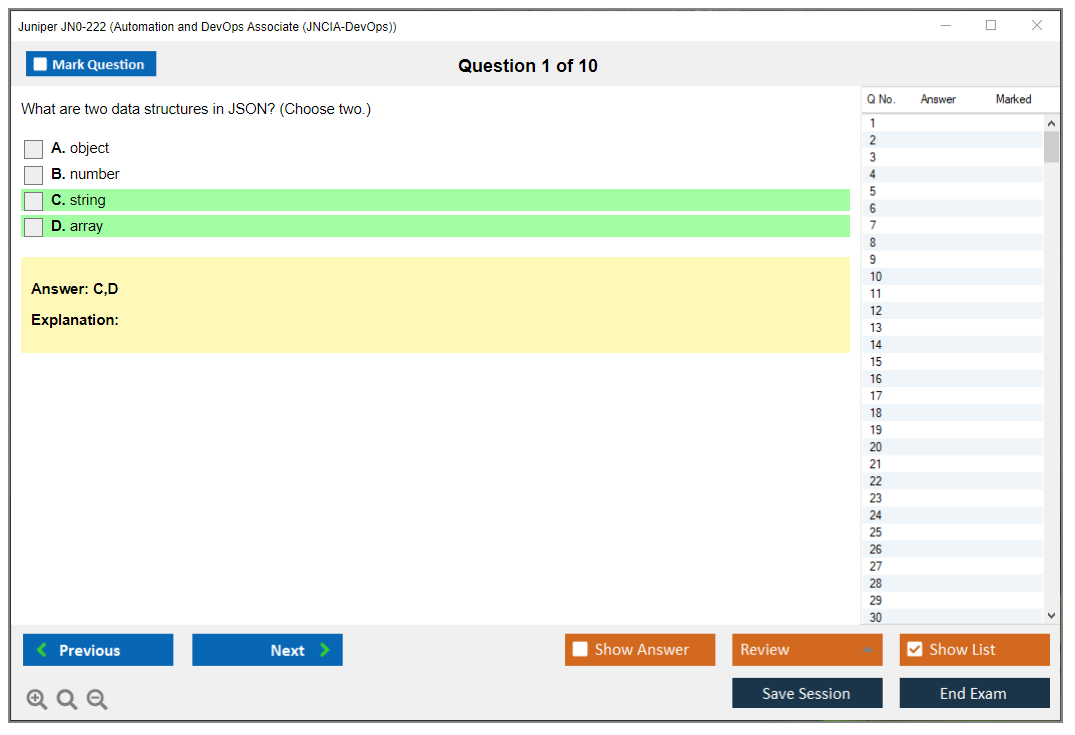 Juniper JN0-222 Automation and DevOps Associate (JNCIA-DevOps) Practice test exam simulator test engine exam dumps questions answers Image 1