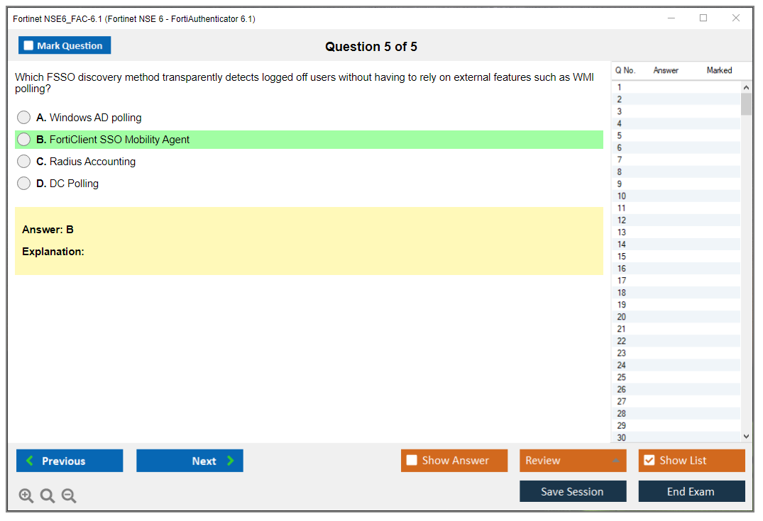 Fortinet NSE6_FAC-6.1 Fortinet NSE 6 - FortiAuthenticator 6.1 Practice test exam simulator test engine exam dumps questions answers Image 5