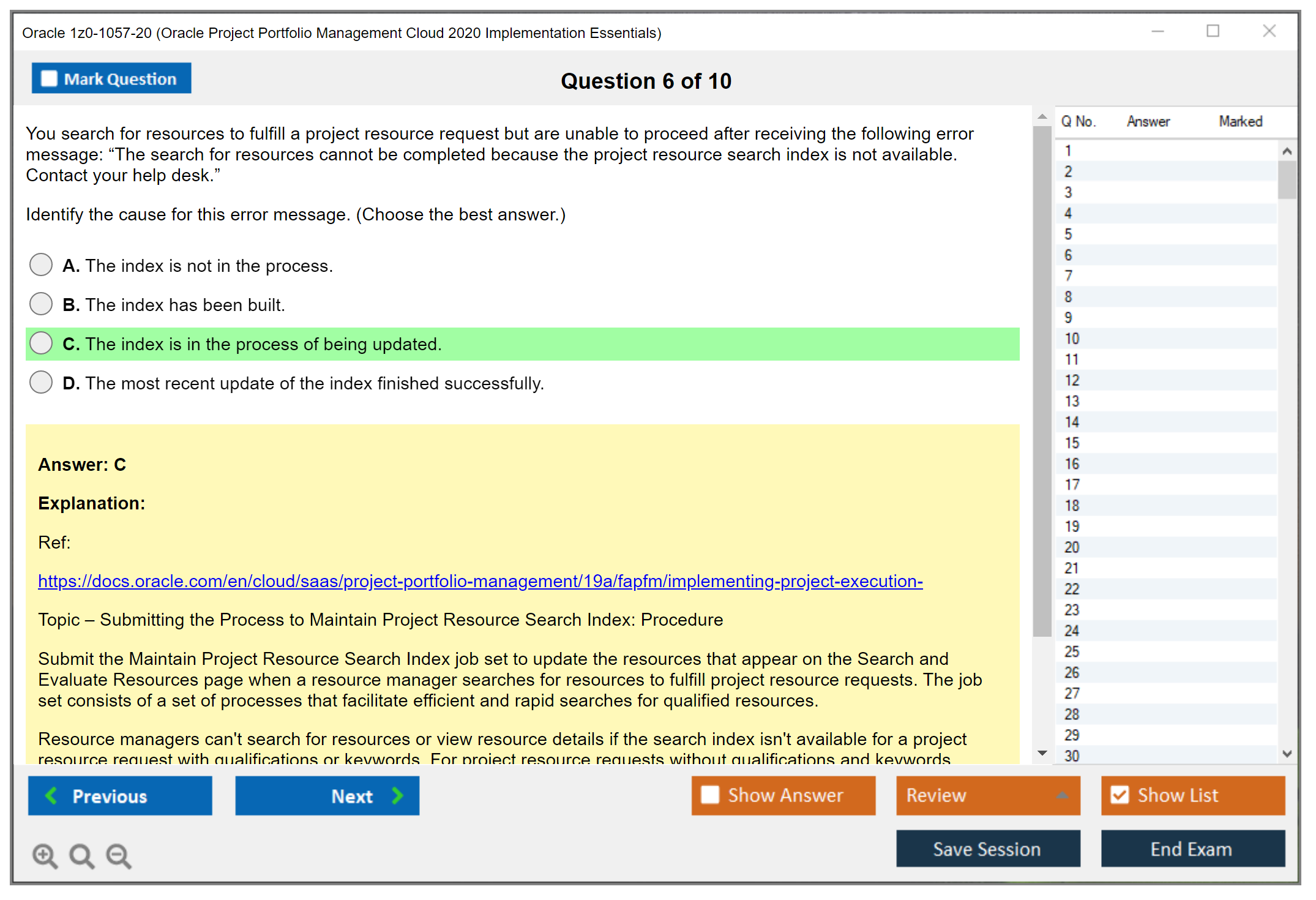 Oracle 1z0-1057-20 Oracle Project Portfolio Management Cloud 2020 Implementation Essentials Practice test exam simulator test engine exam dumps questions answers Image 6