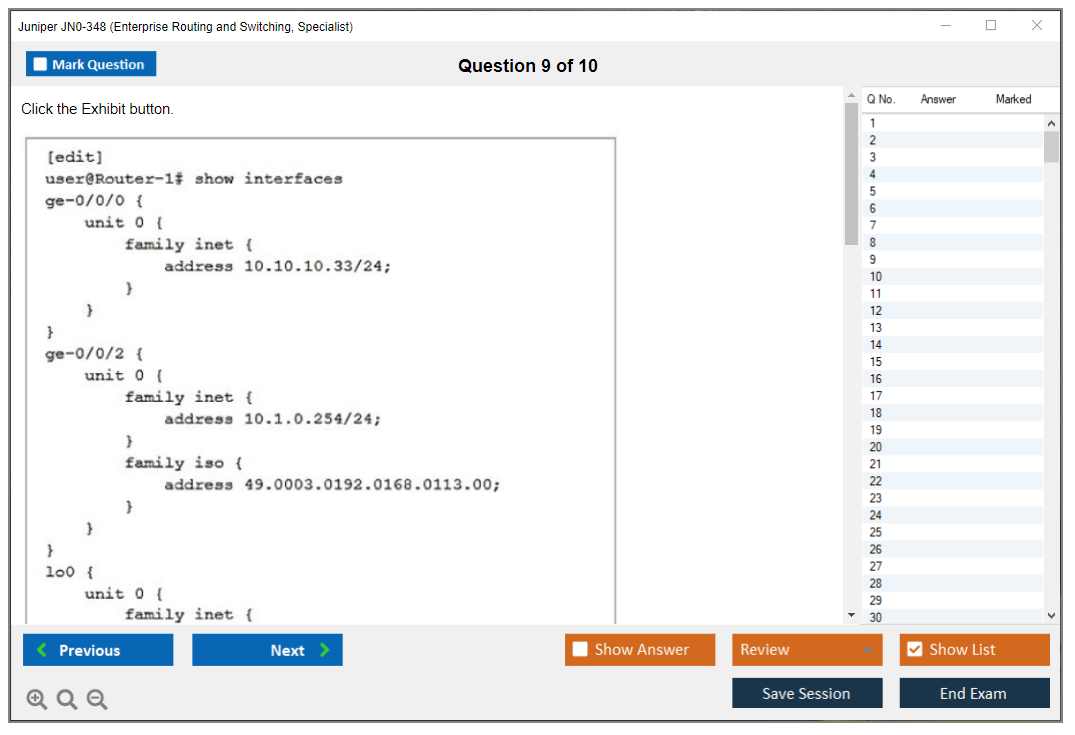 Juniper JN0-348 Enterprise Routing and Switching, Specialist Practice test exam simulator test engine exam dumps questions answers Image 9