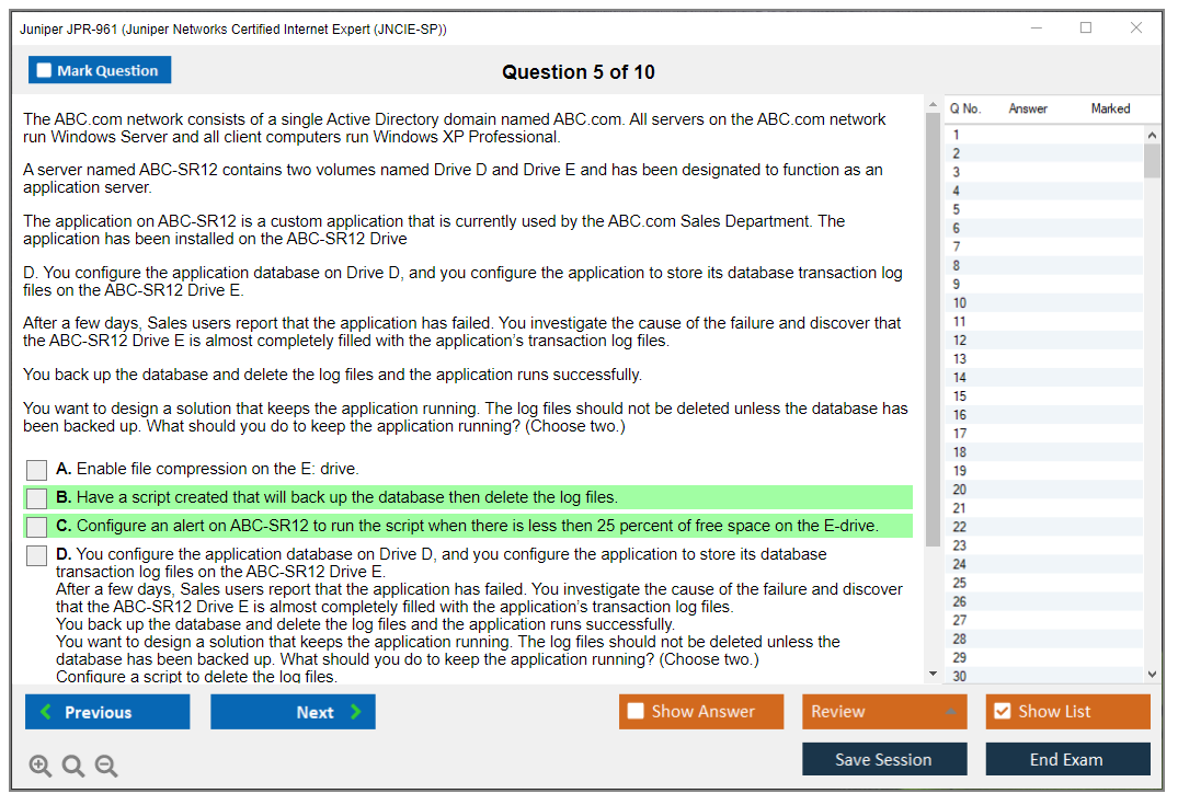 Juniper JPR-961 Juniper Networks Certified Internet Expert (JNCIE-SP) Practice test exam simulator test engine exam dumps questions answers Image 5