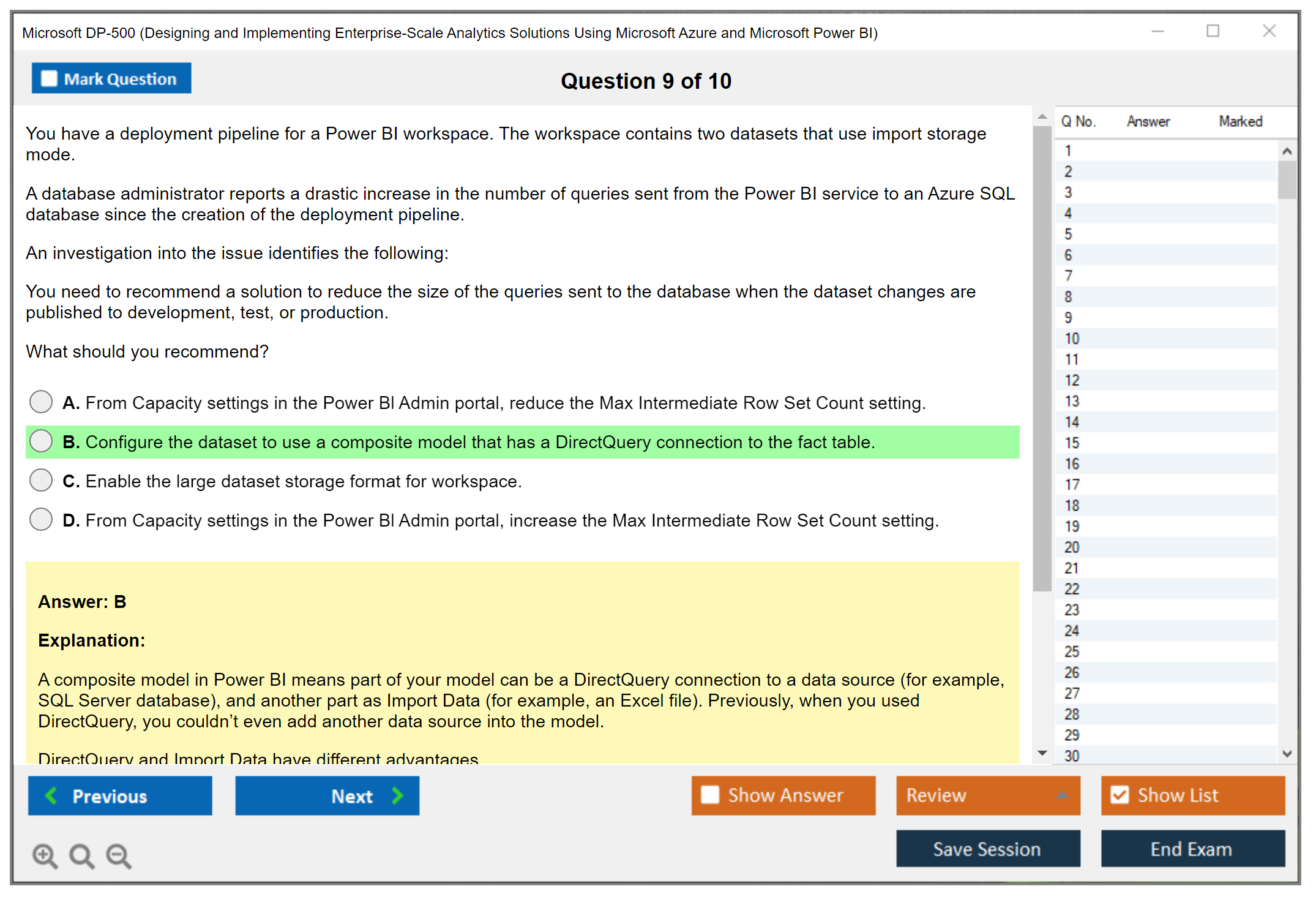 Microsoft DP-500 Designing and Implementing Enterprise-Scale Analytics Solutions Using Microsoft Azure and Microsoft Power BI Practice test exam simulator test engine exam Prep practice test questions answers Image 9