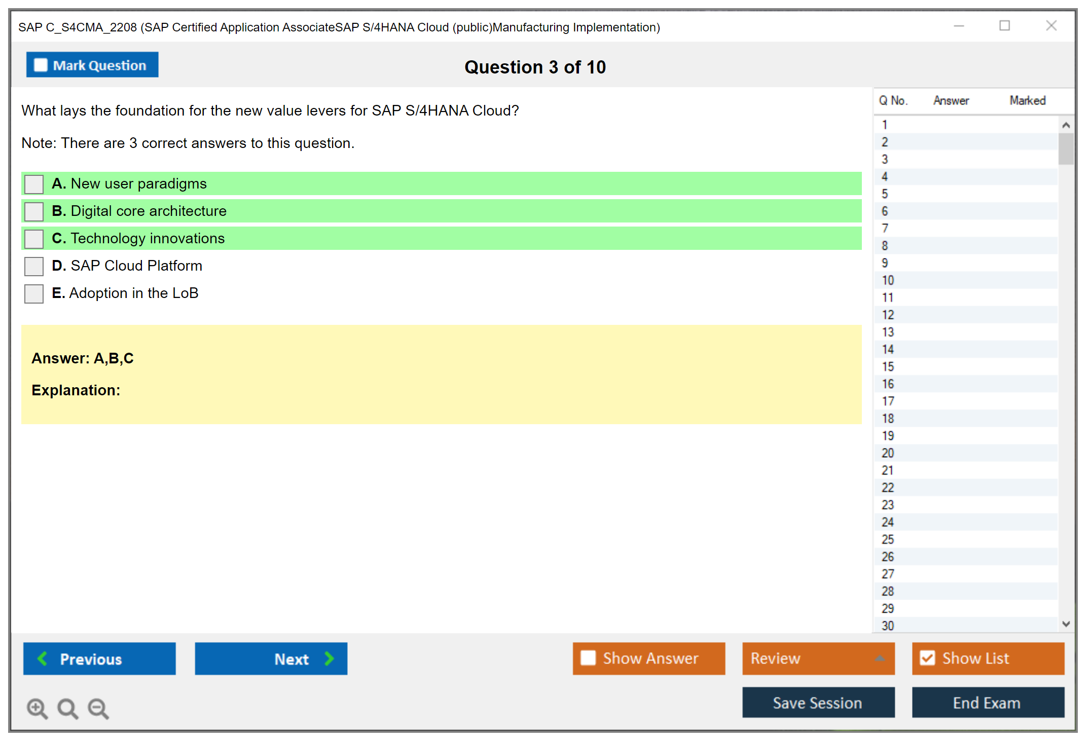 SAP C_S4CMA_2208 SAP Certified Application AssociateSAP S/4HANA Cloud (public)Manufacturing Implementation Practice test exam simulator test engine exam dumps questions answers Image 3