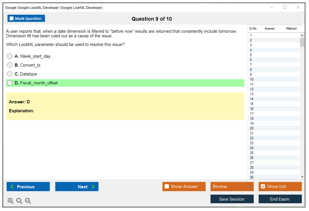 Google Google-LookML-Developer Google LookML Developer Practice test exam simulator test engine exam Prep practice test questions answers Image 9