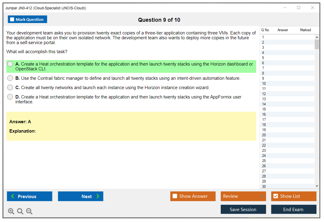 Juniper JN0-412 Cloud, Specialist (JNCIS-Cloud) Practice test exam simulator test engine exam dumps questions answers Image 9