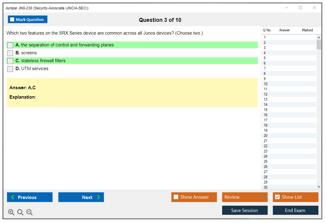 Juniper JN0-230 Security-Associate (JNCIA-SEC) Practice test exam simulator test engine exam dumps questions answers Image 3