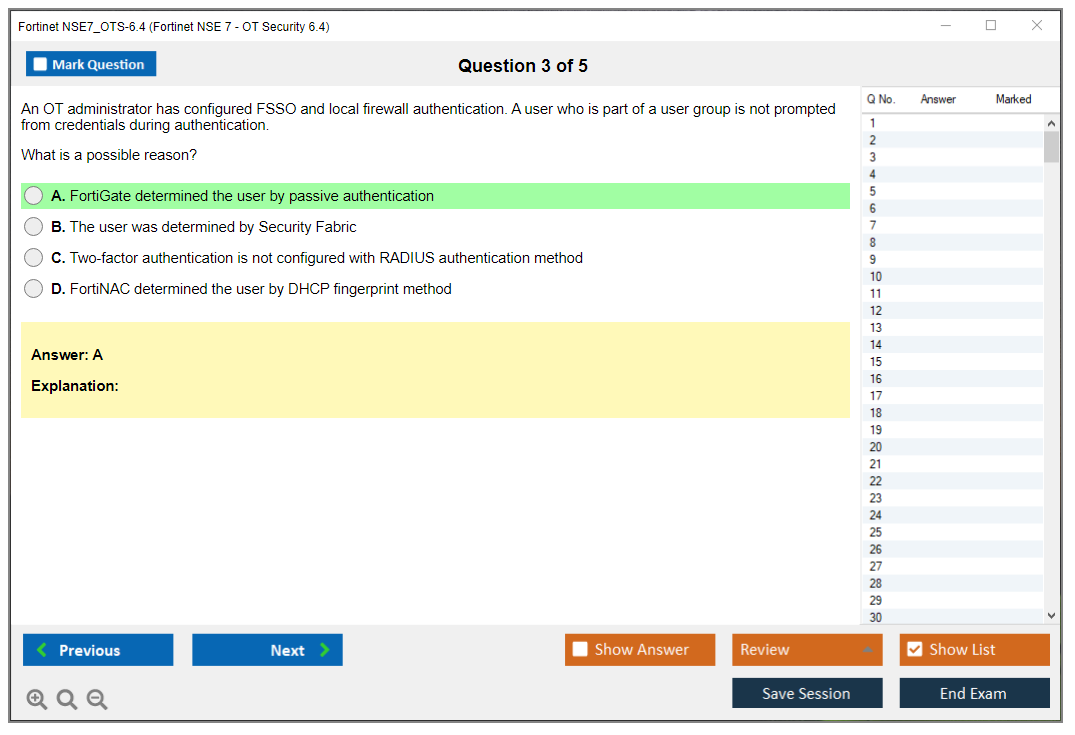 Fortinet NSE7_OTS-6.4 Fortinet NSE 7 - OT Security 6.4 Practice test exam simulator test engine exam dumps questions answers Image 3