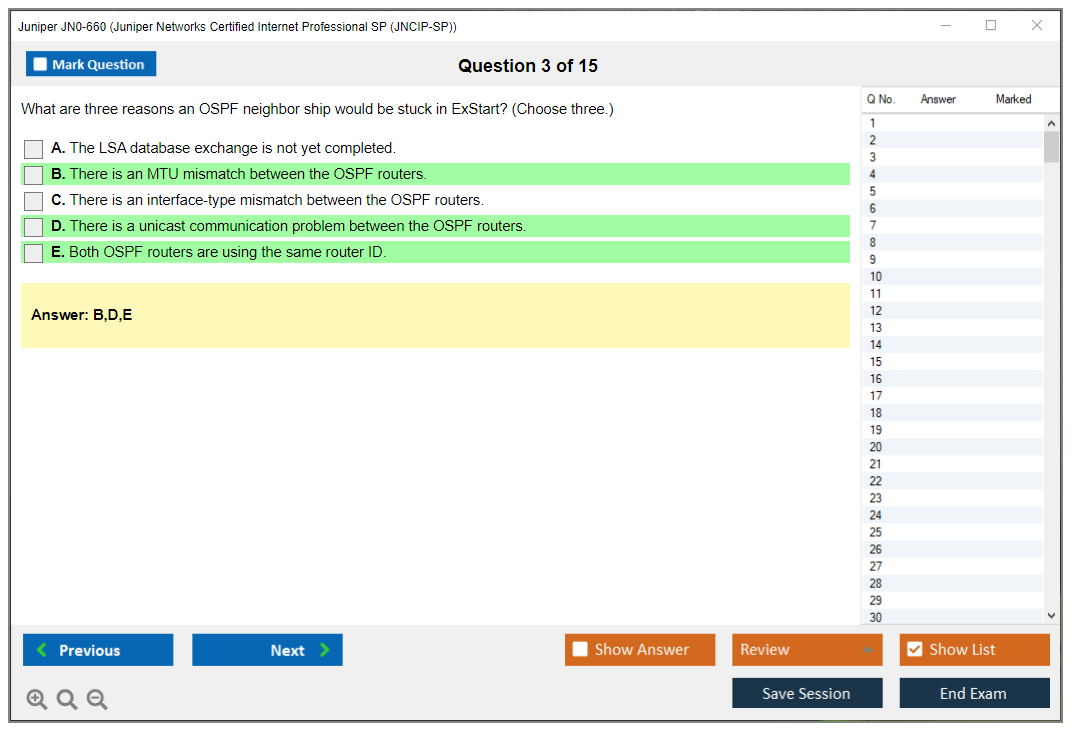 Juniper JN0-660 Juniper Networks Certified Internet Professional SP (JNCIP-SP) Practice test exam simulator test engine exam dumps questions answers Image 3