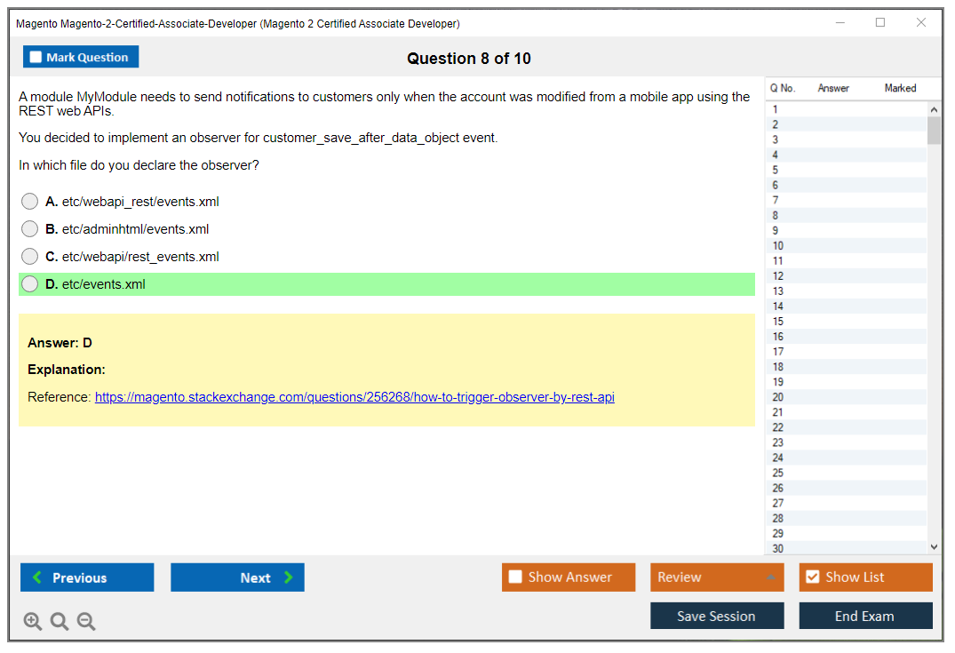 Magento Magento-2-Certified-Associate-Developer Magento 2 Certified Associate Developer Exam Practice test exam simulator test engine exam dumps questions answers Image 8