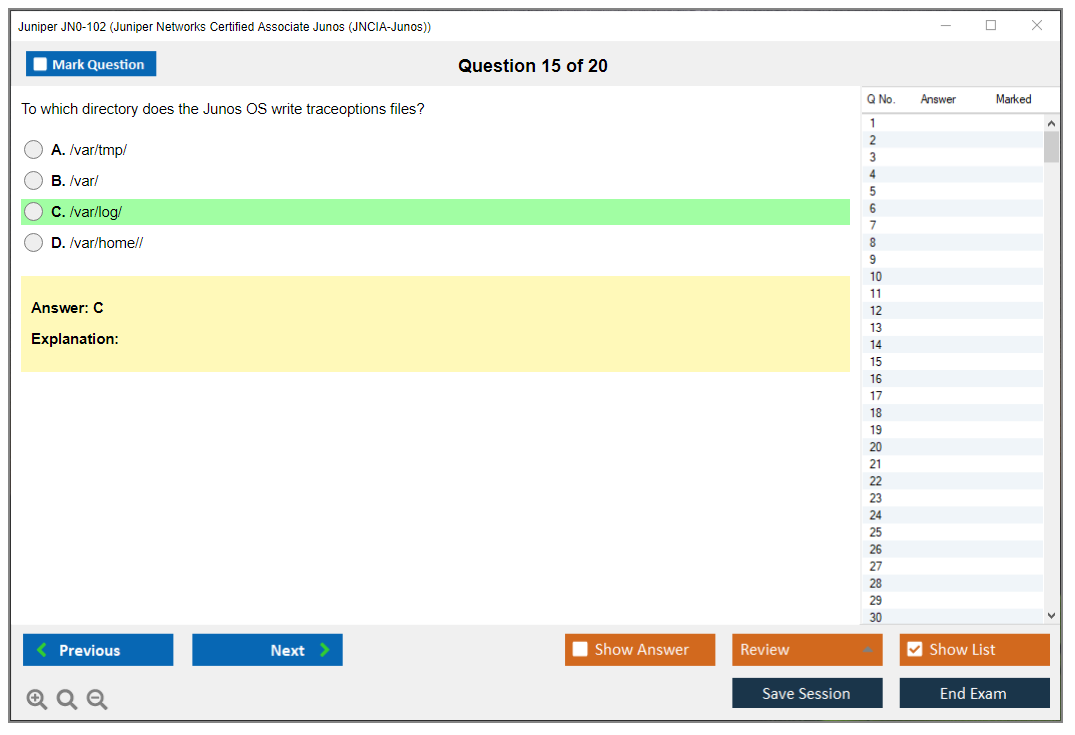 Juniper JN0-102 Juniper Networks Certified Associate Junos (JNCIA-Junos) Practice test exam simulator test engine exam dumps questions answers Image 15