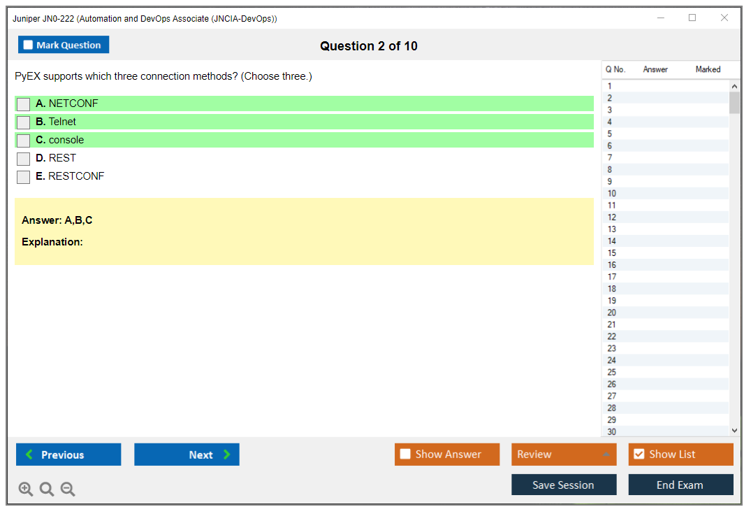 Juniper JN0-222 Automation and DevOps Associate (JNCIA-DevOps) Practice test exam simulator test engine exam dumps questions answers Image 2