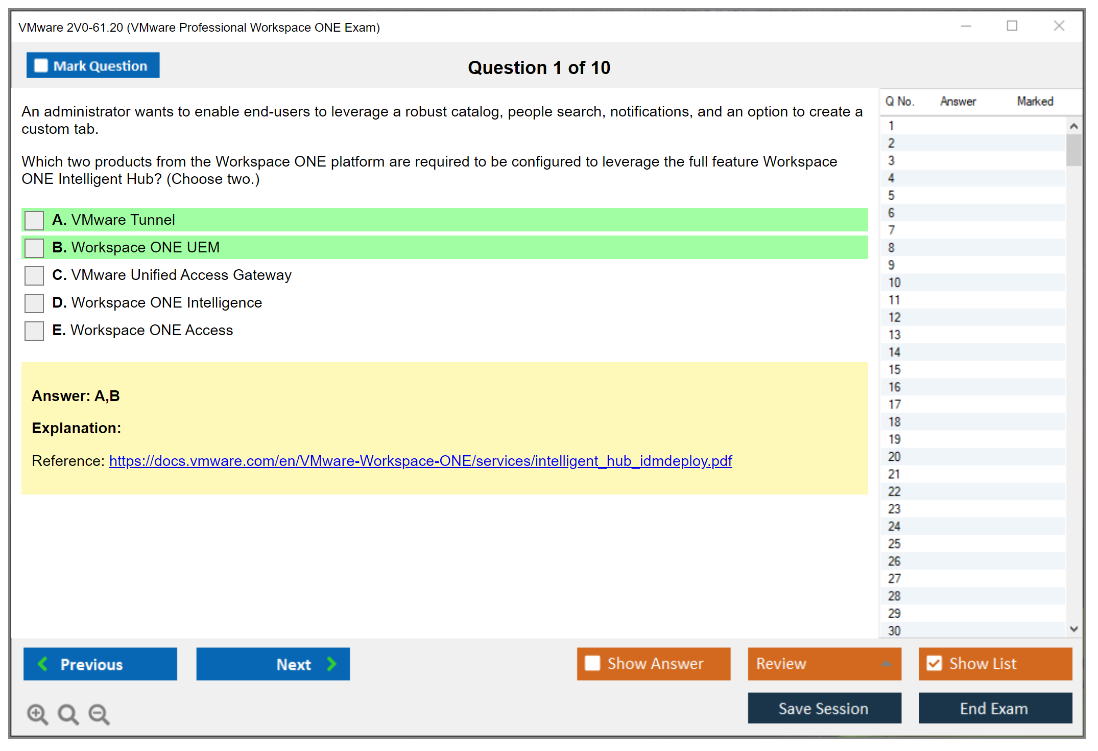 VMware 2V0-61.20 VMware Professional Workspace ONE Exam Practice test exam simulator test engine exam dumps questions answers Image 1