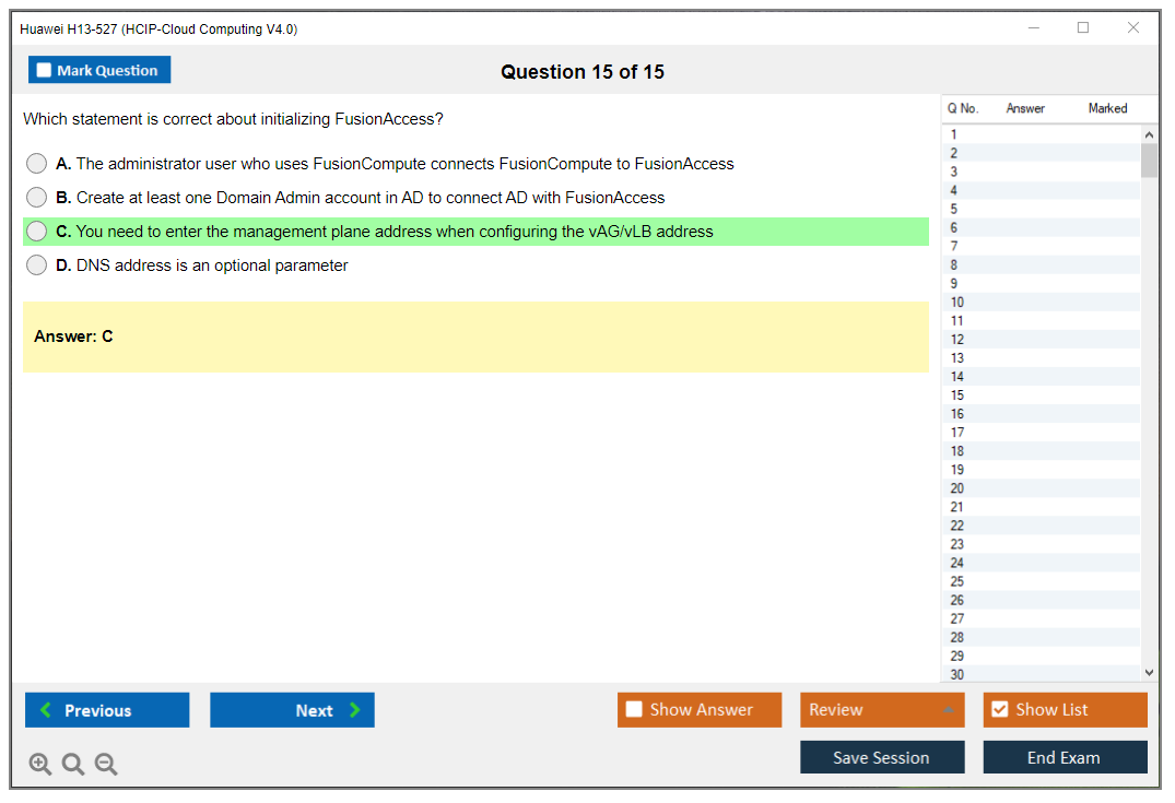 Huawei H13-527 HCIP-Cloud Computing V4.0 Practice test exam simulator test engine exam dumps questions answers Image 15