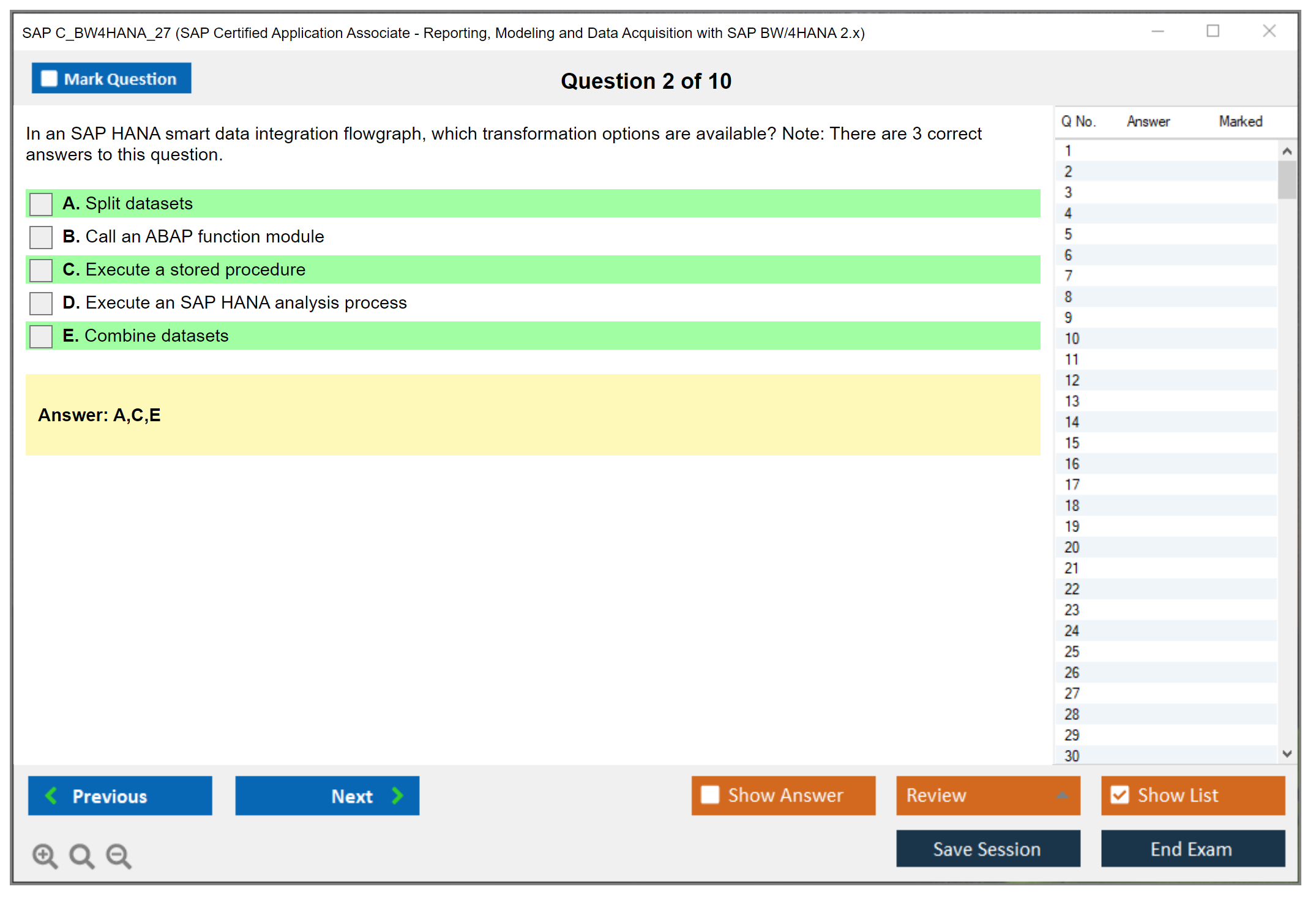 SAP C_BW4HANA_27 SAP Certified Associate - Reporting, Modeling and Data Acquisition with SAP BW/4HANA 2.x Practice test exam simulator test engine exam Prep practice test questions answers Image 2