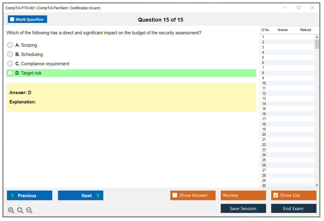CompTIA PT0-001 CompTIA PenTest+ Certification Exam Practice test exam simulator test engine exam dumps questions answers Image 15