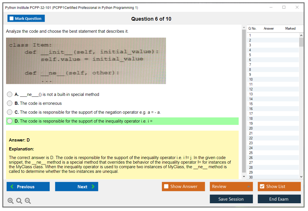 Python Institute PCPP-32-101 PCPP - Certified Professional in Python Programming 1 Practice test exam simulator test engine exam dumps questions answers Image 6