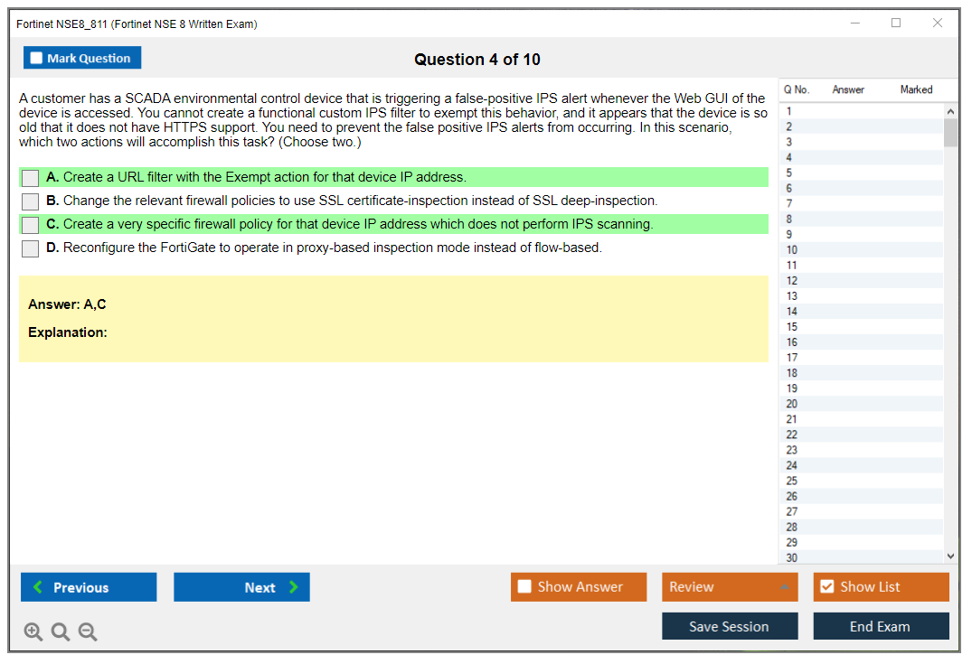 Fortinet NSE8_811 Fortinet NSE 8 Written Exam Practice test exam simulator test engine exam dumps questions answers Image 4