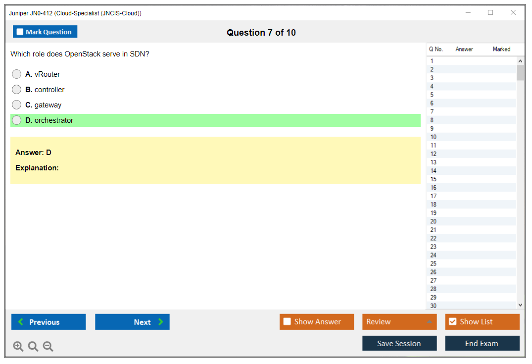 Juniper JN0-412 Cloud, Specialist (JNCIS-Cloud) Practice test exam simulator test engine exam dumps questions answers Image 7