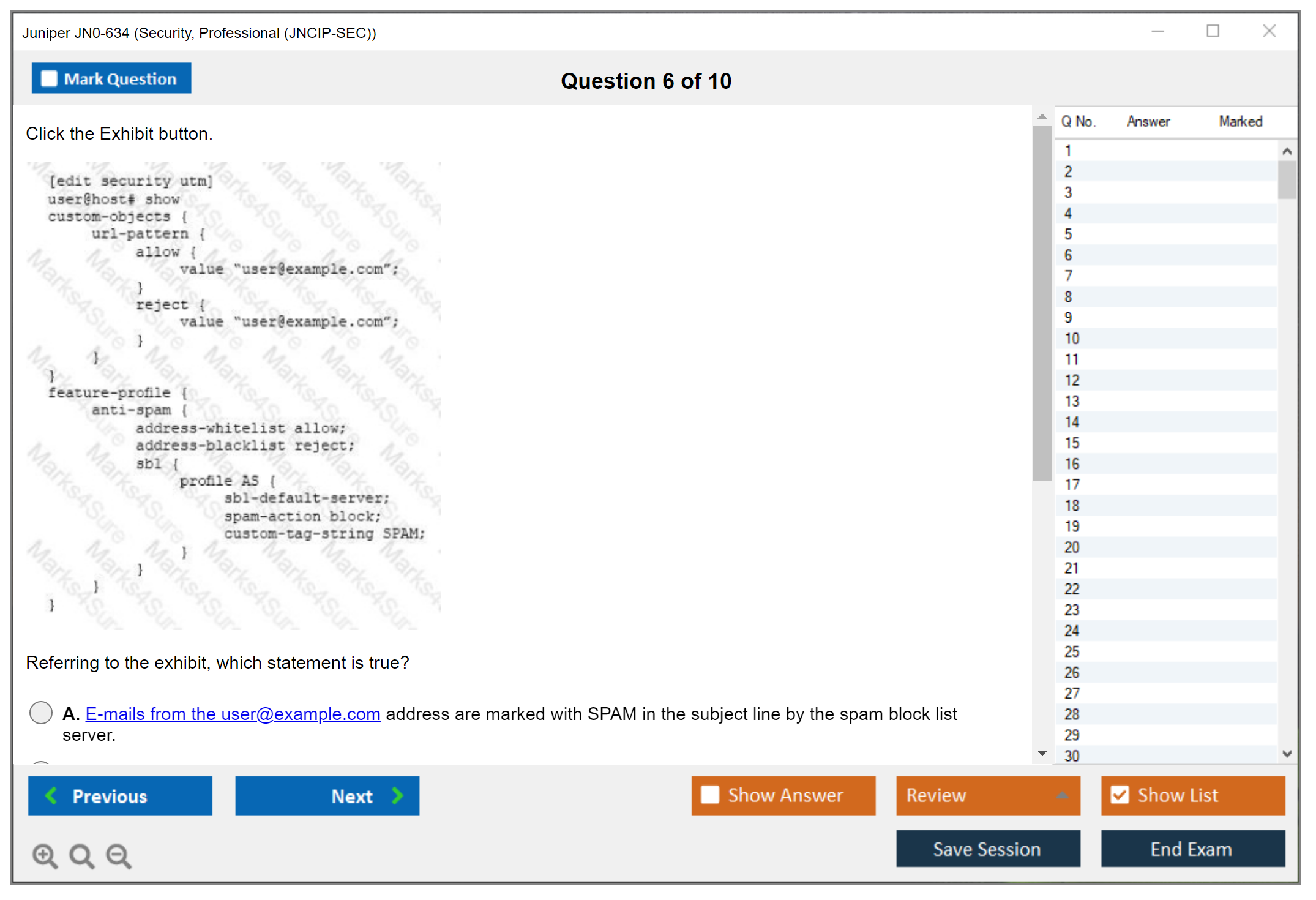 Juniper JN0-634 Security, Professional (JNCIP-SEC) Practice test exam simulator test engine exam dumps questions answers Image 6