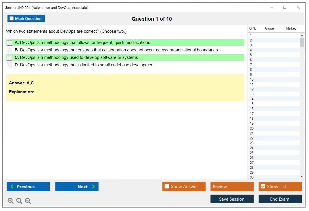 Juniper JN0-221 Automation and DevOps, Associate Practice test exam simulator test engine exam dumps questions answers Image 1