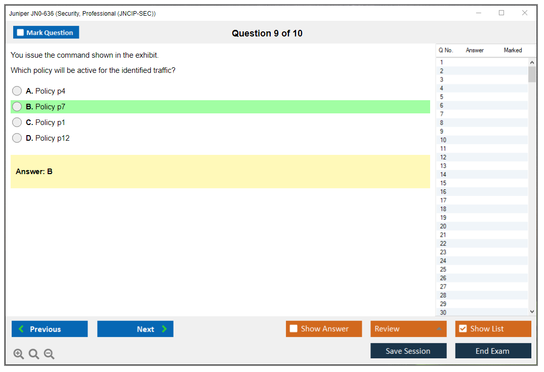 Juniper JN0-636 Security, Professional (JNCIP-SEC) Practice test exam simulator test engine exam dumps questions answers Image 9
