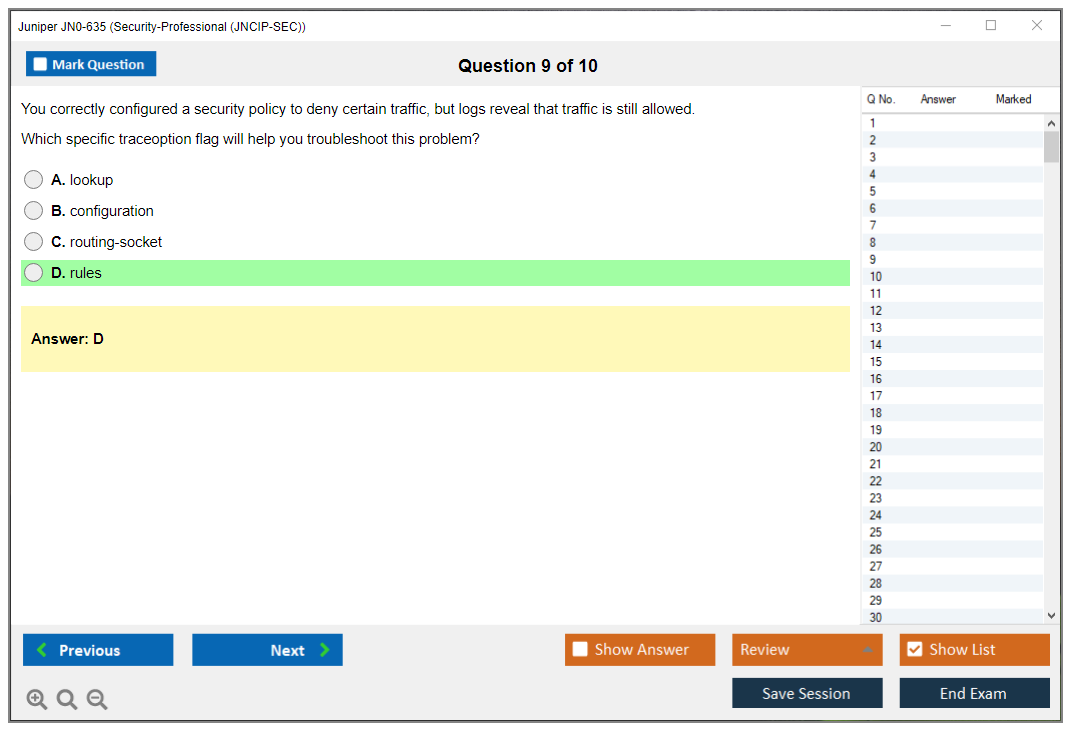 Juniper JN0-635 Security-Professional (JNCIP-SEC) Practice test exam simulator test engine exam dumps questions answers Image 9