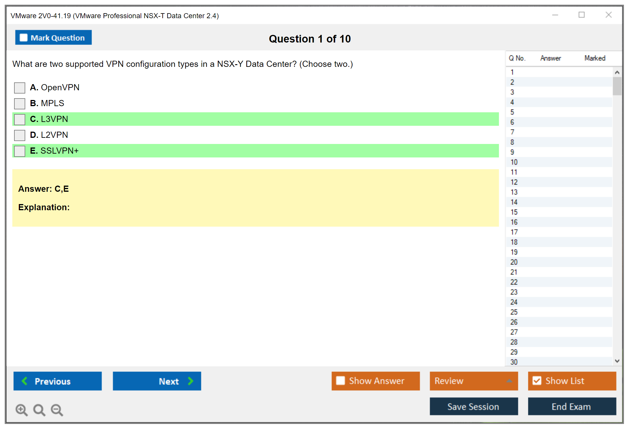 VMware 2V0-41.19 VMware Professional NSX-T Data Center 2.4 Practice test exam simulator test engine exam dumps questions answers Image 1