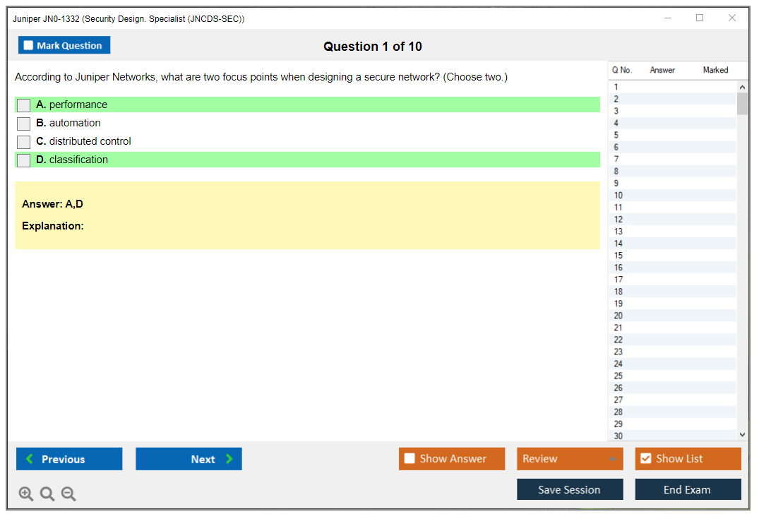 Juniper JN0-1332 Security Design. Specialist (JNCDS-SEC) Practice test exam simulator test engine exam dumps questions answers Image 1