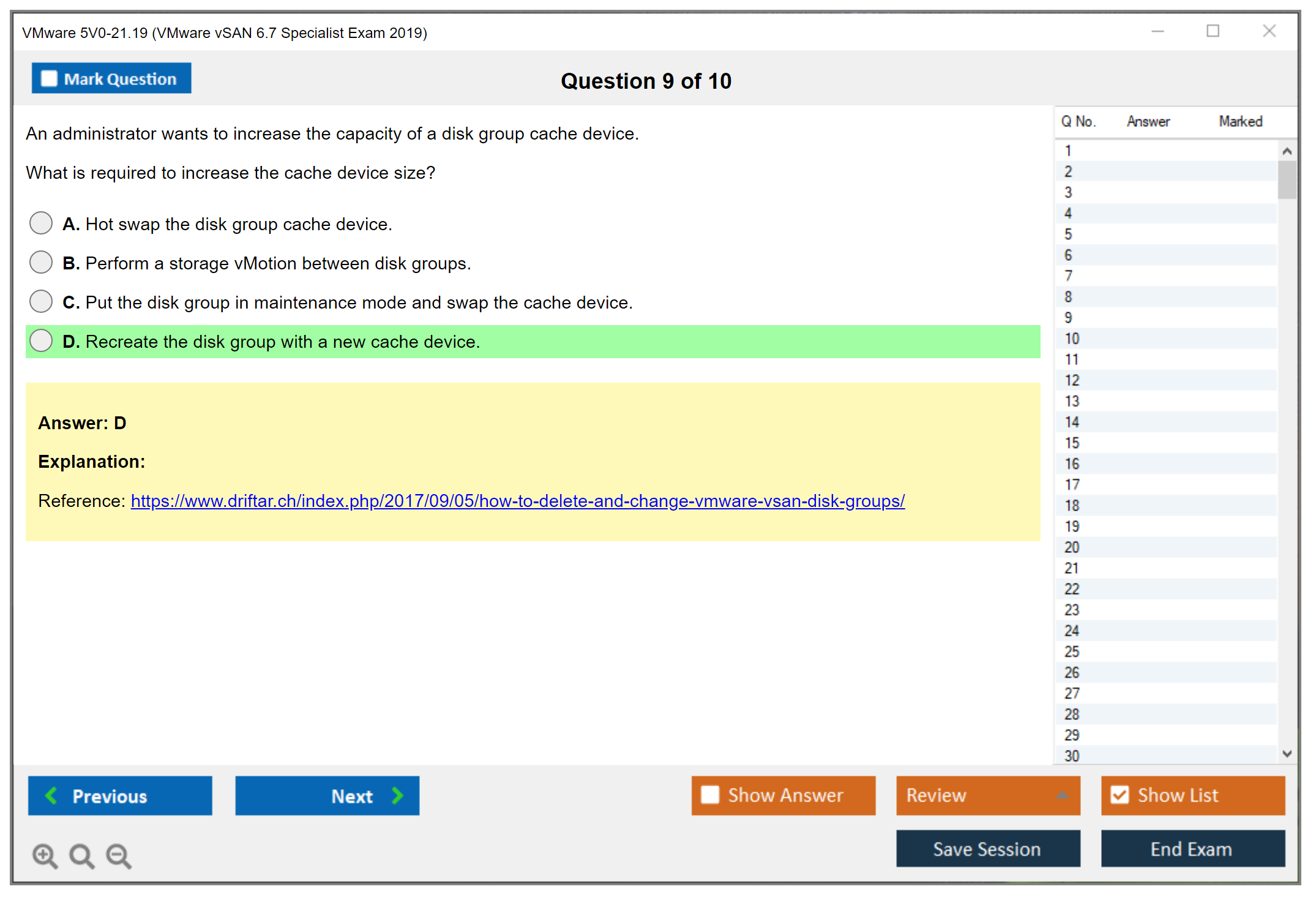 VMware 5V0-21.19 VMware vSAN 6.7 Specialist Exam 2019 Practice test exam simulator test engine exam dumps questions answers Image 9