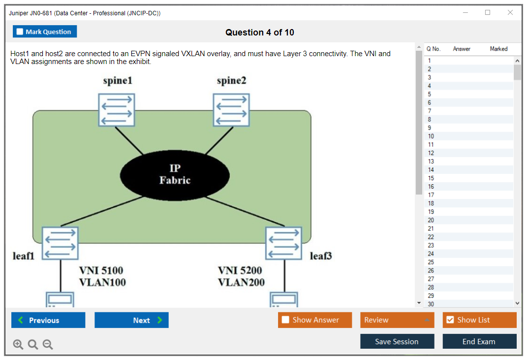 Juniper JN0-681 Data Center - Professional (JNCIP-DC) Practice test exam simulator test engine exam dumps questions answers Image 4