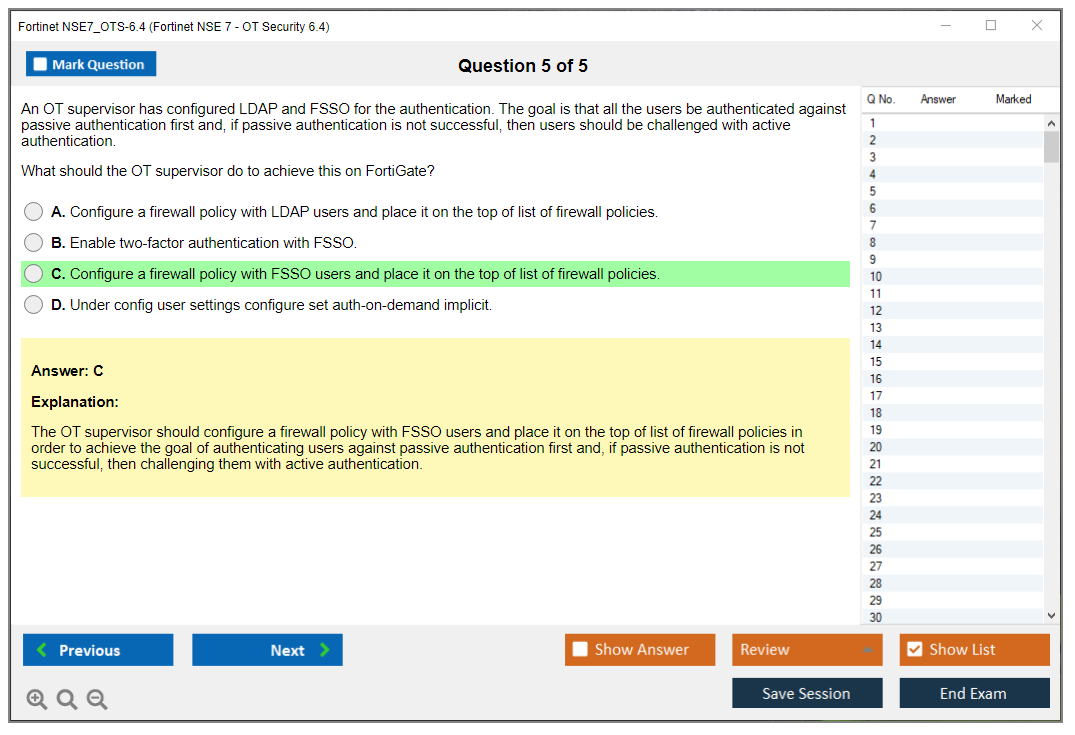 Fortinet NSE7_OTS-6.4 Fortinet NSE 7 - OT Security 6.4 Practice test exam simulator test engine exam dumps questions answers Image 5