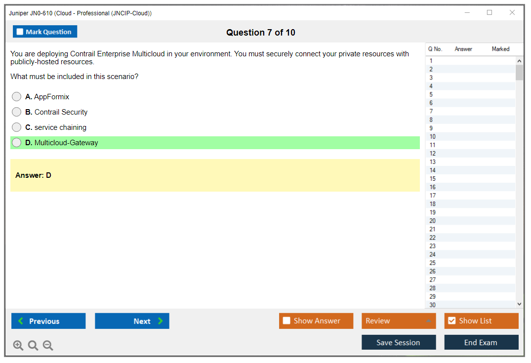 Juniper JN0-610 Cloud - Professional (JNCIP-Cloud) Practice test exam simulator test engine exam dumps questions answers Image 7