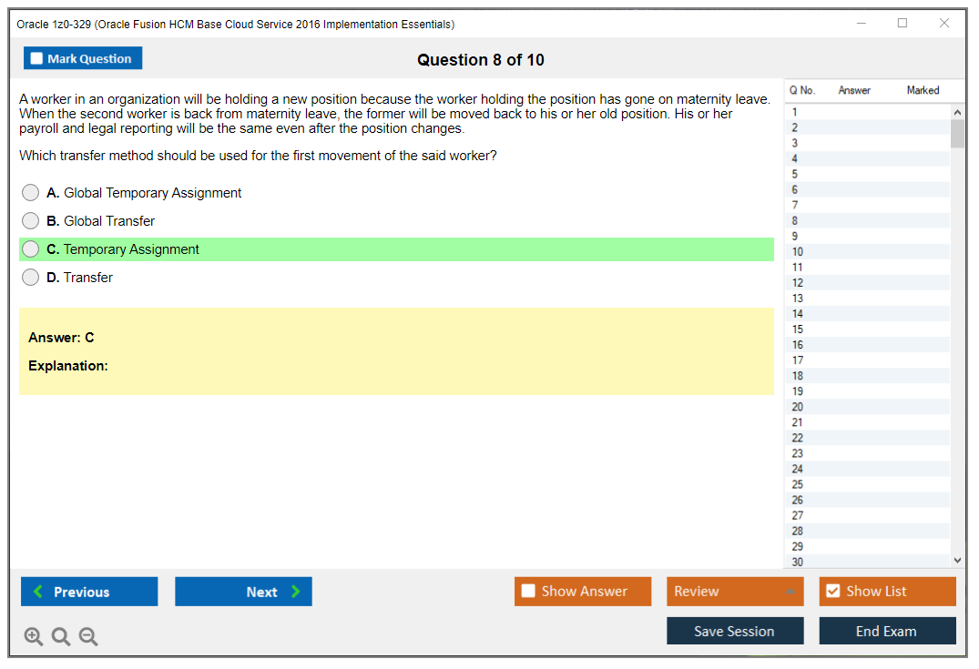 Oracle 1z0-329 Oracle Fusion HCM Base Cloud Service 2016 Implementation Essentials Practice test exam simulator test engine exam dumps questions answers Image 8
