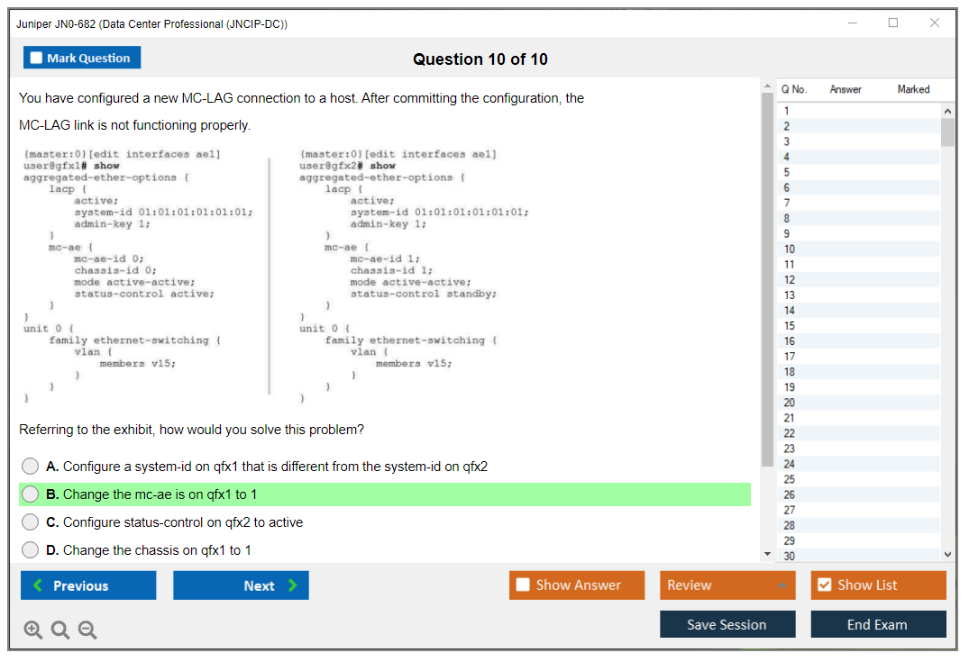 Juniper JN0-682 Data Center Professional (JNCIP-DC) Practice test exam simulator test engine exam dumps questions answers Image 10