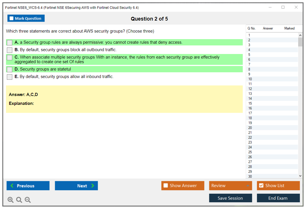 Fortinet NSE6_WCS-6.4 Fortinet NSE 6Securing AWS with Fortinet Cloud Security 6.4 Practice test exam simulator test engine exam dumps questions answers Image 2