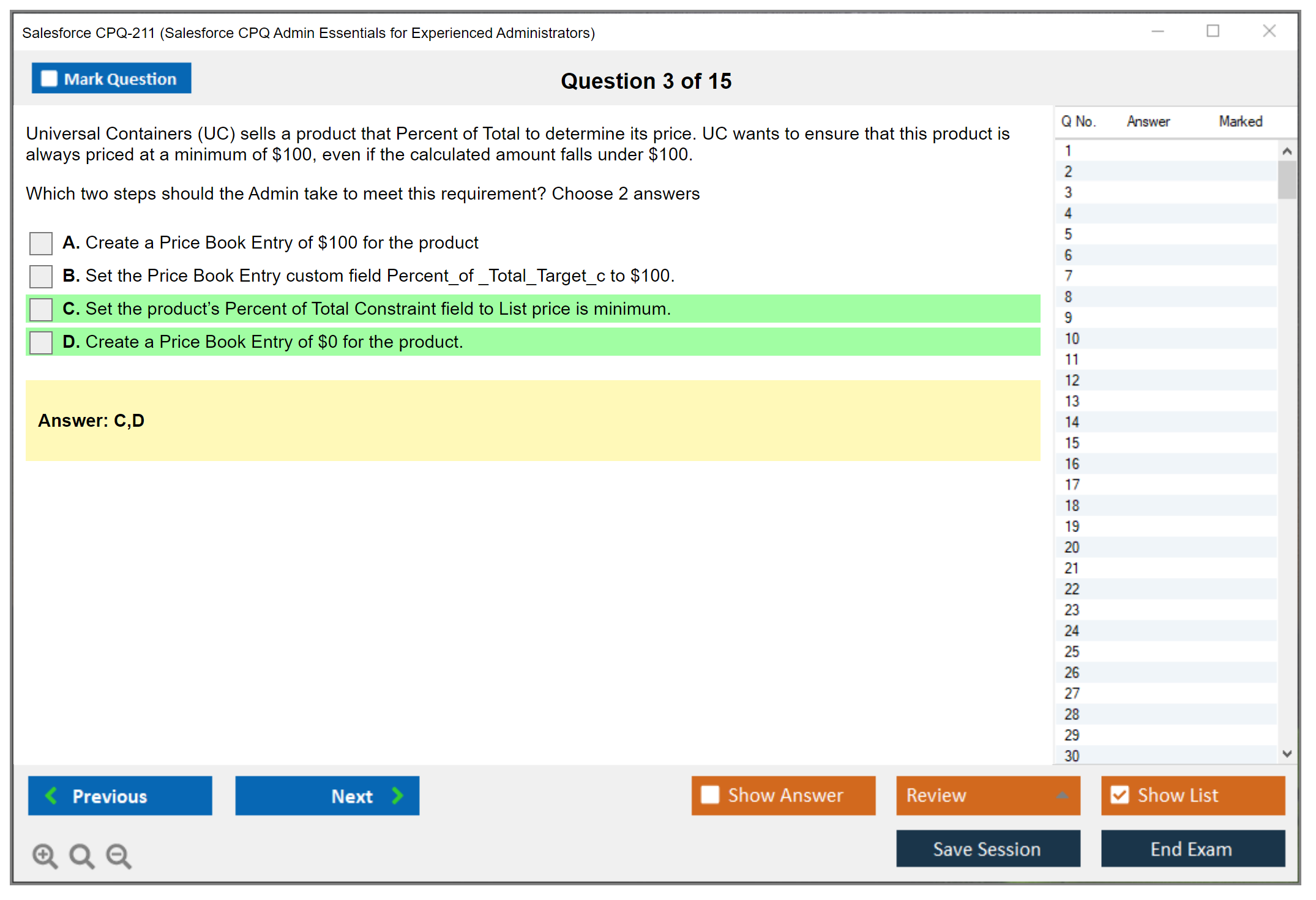 Salesforce CPQ-211 Salesforce CPQ Admin Essentials for Experienced Administrators Practice test exam simulator test engine exam dumps questions answers Image 3