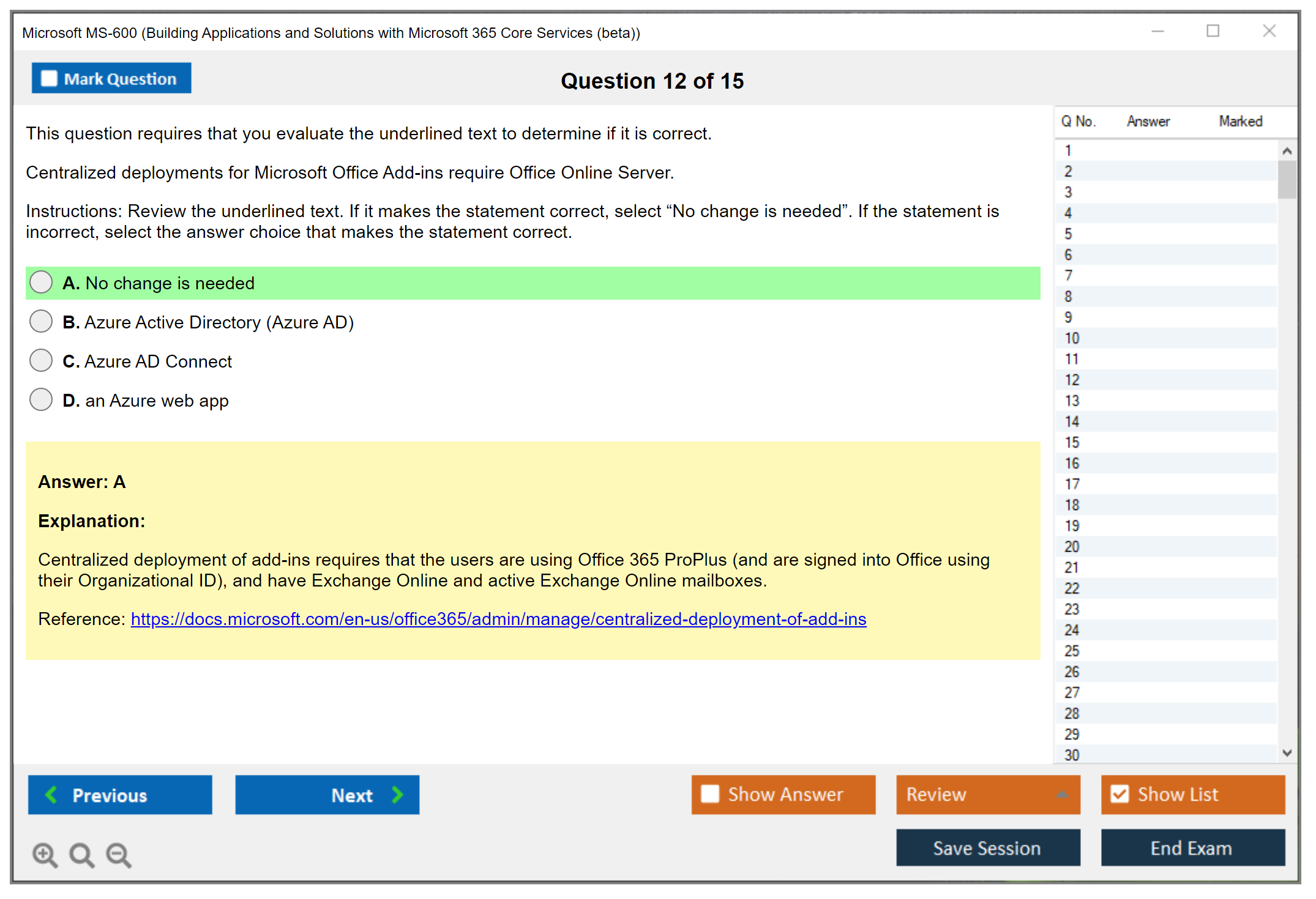 Microsoft MS-600 Building Applications and Solutions with Microsoft 365 Core Services Practice test exam simulator test engine exam dumps questions answers Image 12