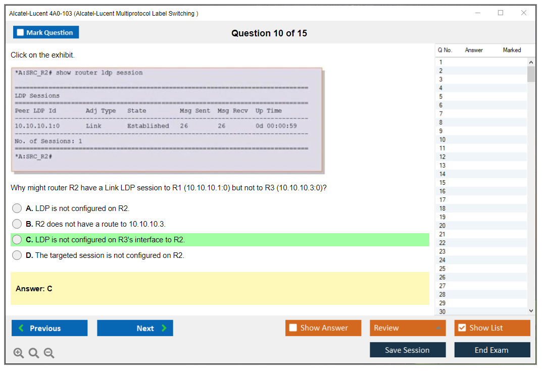 Alcatel-Lucent 4A0-103 Alcatel-Lucent Multi Protocol Label Switching Practice test exam simulator test engine exam dumps questions answers Image 10