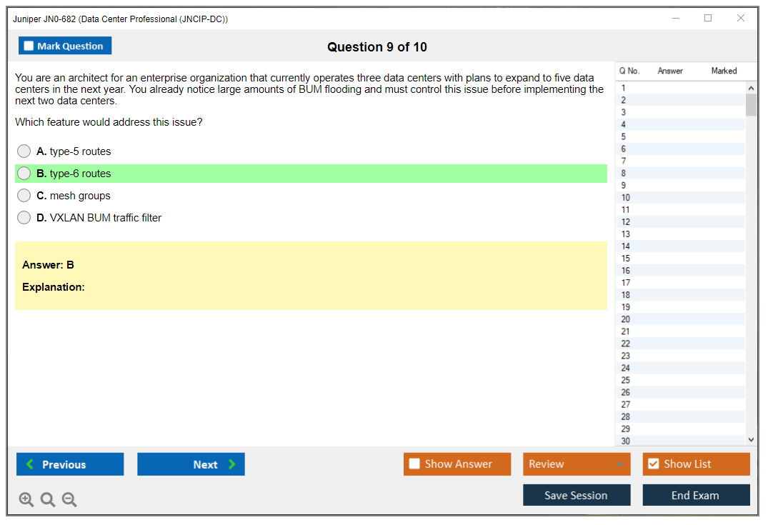 Juniper JN0-682 Data Center Professional (JNCIP-DC) Practice test exam simulator test engine exam dumps questions answers Image 9