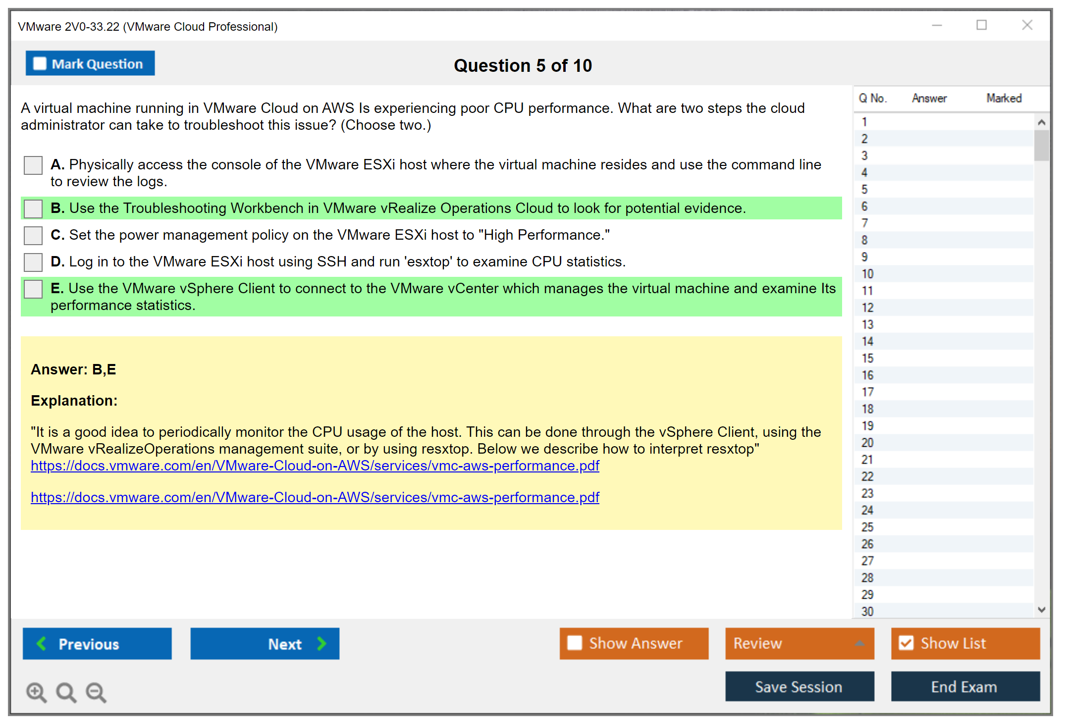 VMware 2V0-33.22 VMware Cloud Professional Practice test exam simulator test engine exam dumps questions answers Image 5