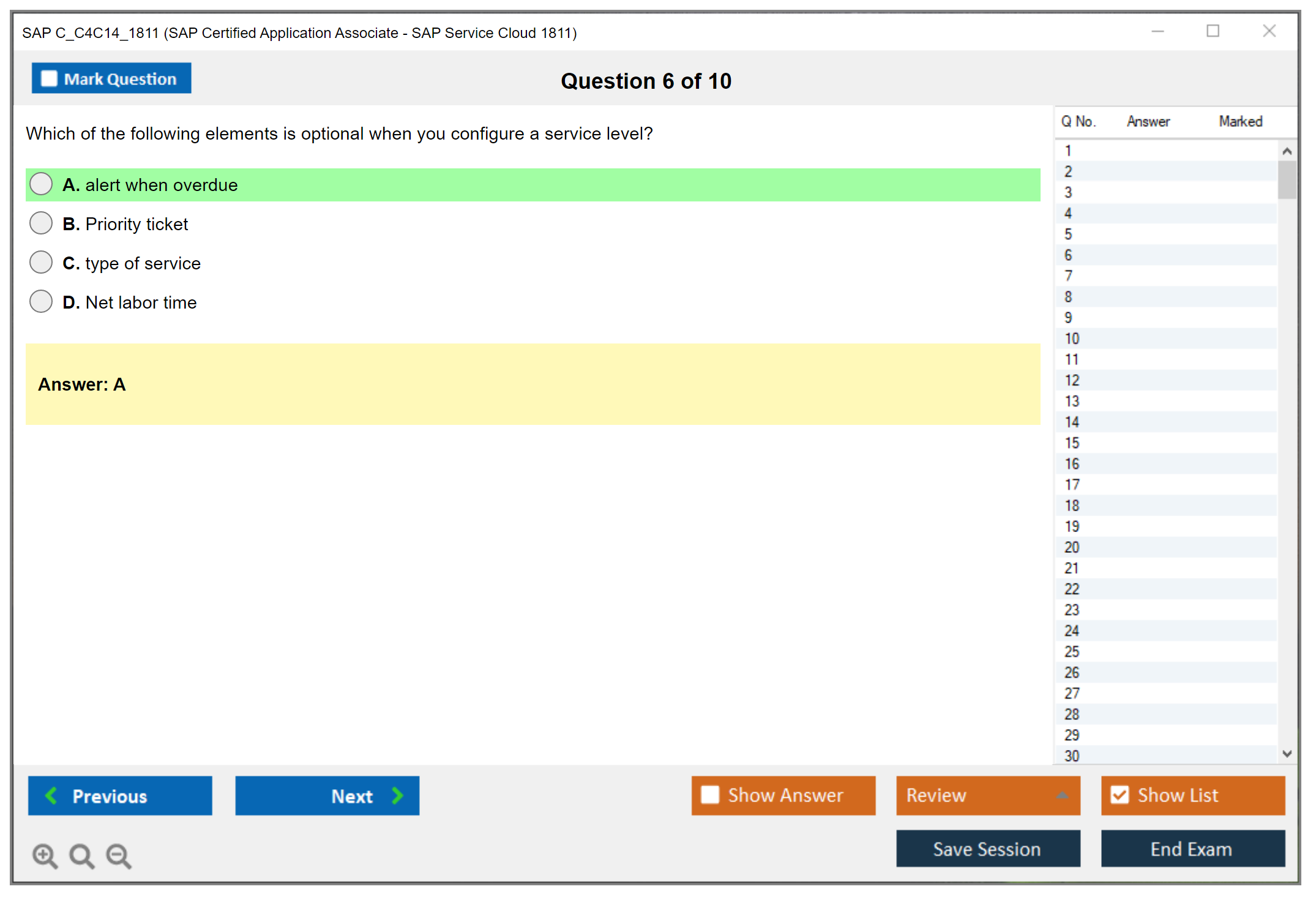 SAP C_C4C14_1811 SAP Certified Application Associate - SAP Service Cloud 1811 Practice test exam simulator test engine exam dumps questions answers Image 6