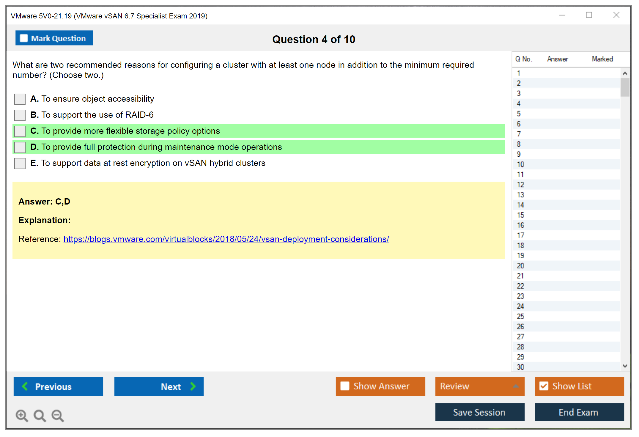 VMware 5V0-21.19 VMware vSAN 6.7 Specialist Exam 2019 Practice test exam simulator test engine exam dumps questions answers Image 4