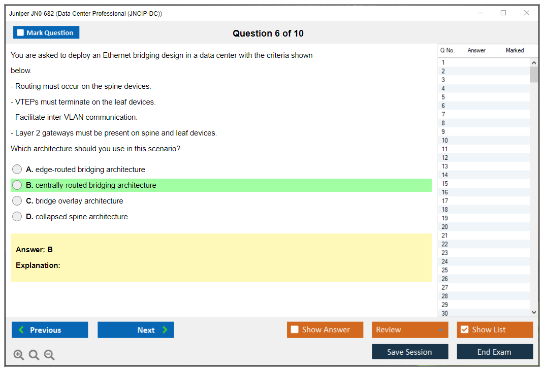 Juniper JN0-682 Data Center Professional (JNCIP-DC) Practice test exam simulator test engine exam dumps questions answers Image 6