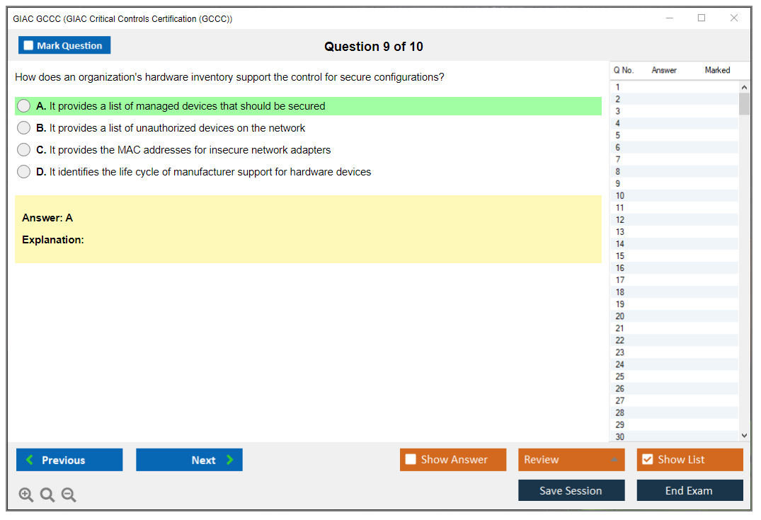 GIAC GCCC GIAC Critical Controls Certification (GCCC) Practice test exam simulator test engine exam dumps questions answers Image 9