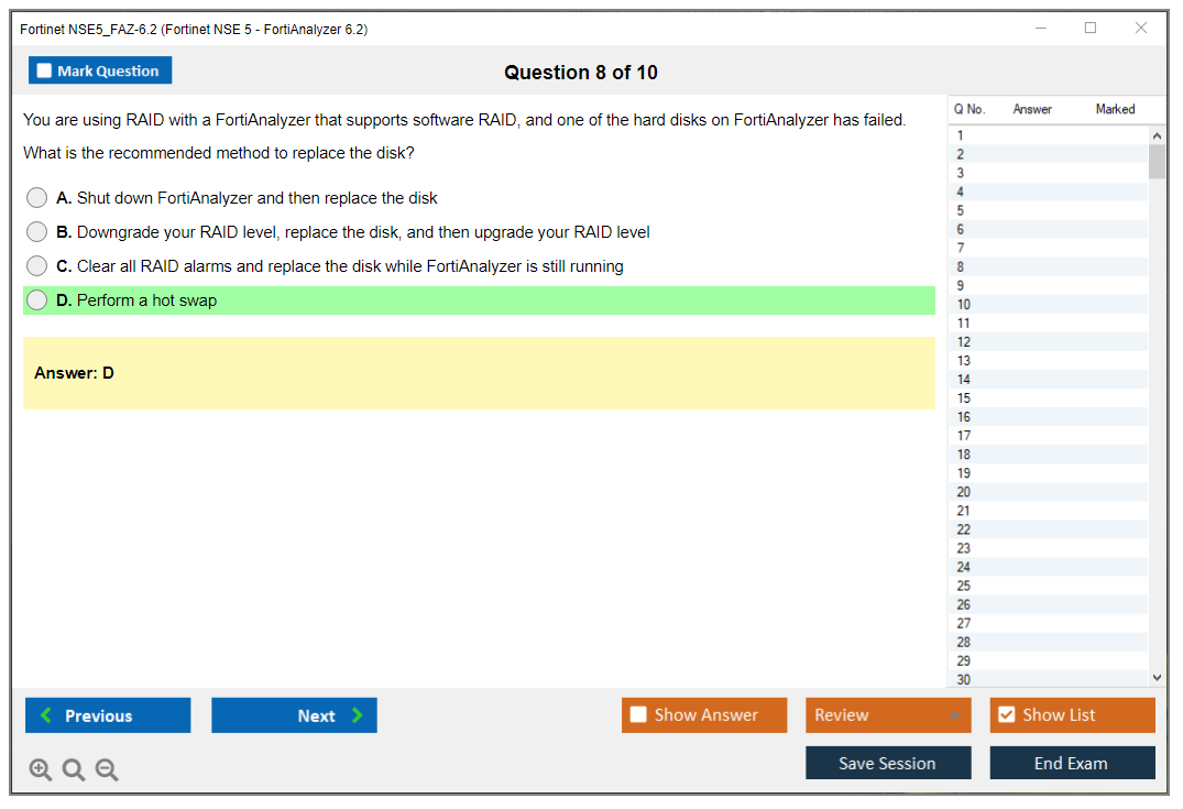 Fortinet NSE5_FAZ-6.2 Fortinet NSE 5 - FortiAnalyzer 6.2 Practice test exam simulator test engine exam dumps questions answers Image 8